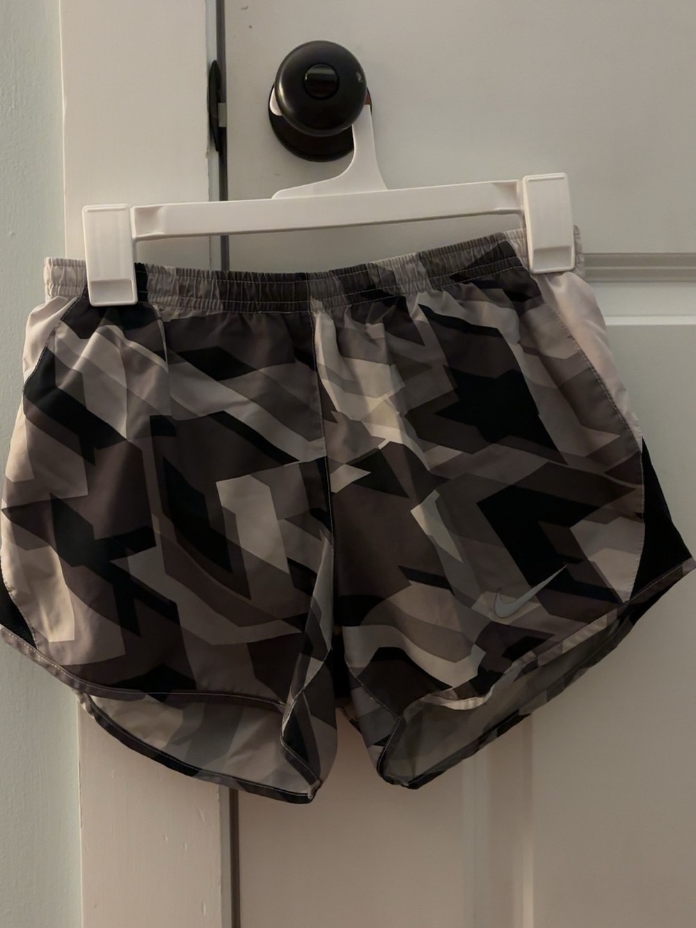 Nike Women's Black and Gray Camo Athletic Shorts